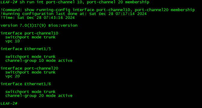 Assigning Port Channel on Leaf Switch 2