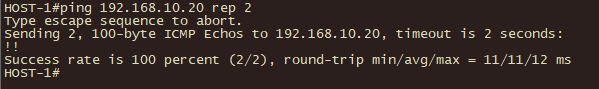 Pinging from HOST-1 to HOST-3