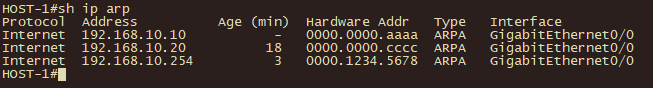 HOST-1 ARP Entries