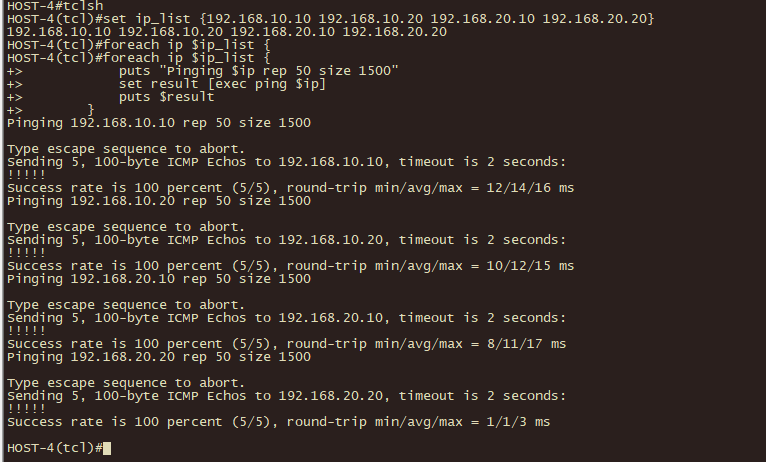 Pinging from HOST-4 to All Other End Hosts