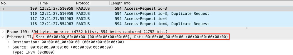 Radius Access-Request Punted to CPU on WLC