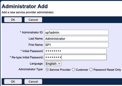 Configure Administrators for Service Provider / Enterprise