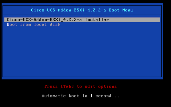 ESXi installer selection window