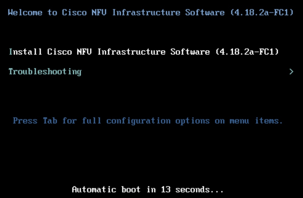 NFVIS Install Splash Screen