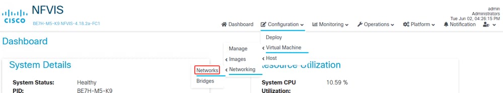 10_NFVIS navigate to Networks page Dashbaord