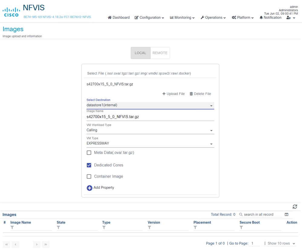 NFVIS image Page expressway ready to upload