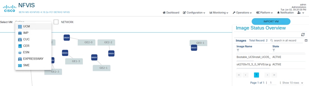 NFVIS Deploy Drop Down Select VM