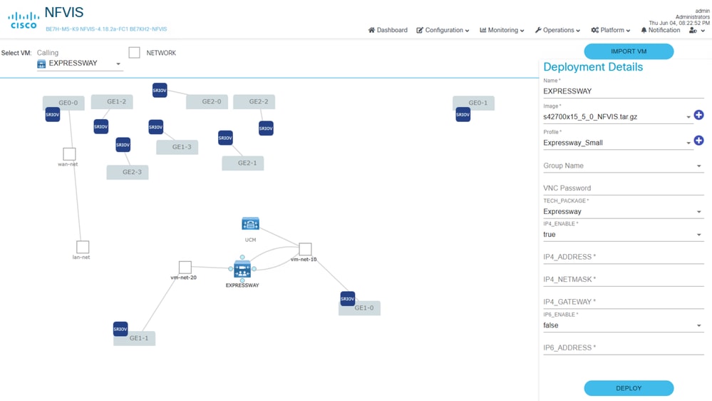 NFVIS Deploy Expressway Networks connected
