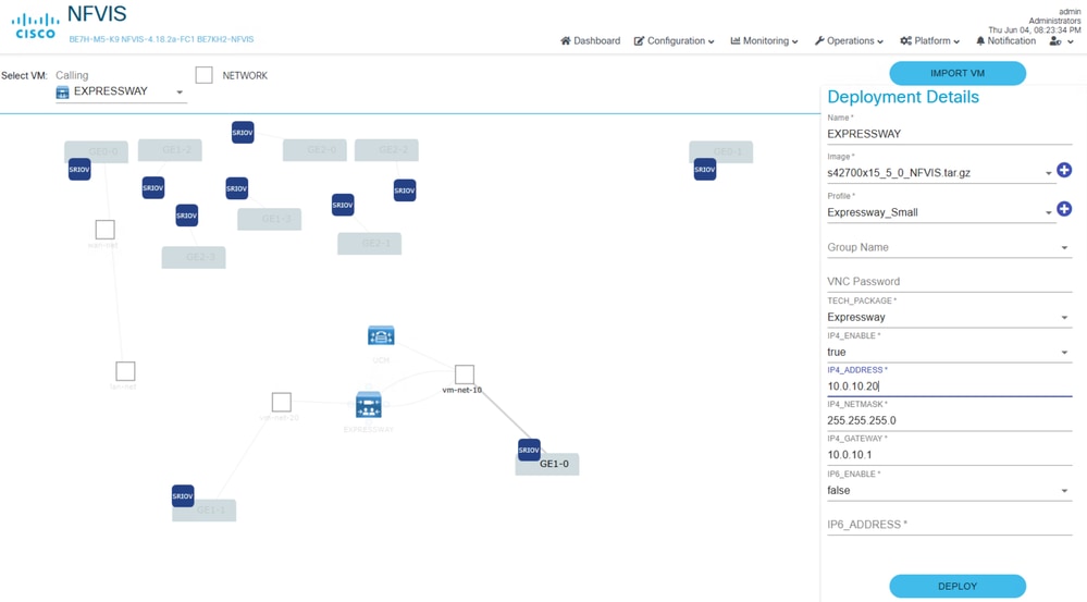 NFVIS Deploy Expressway Configs