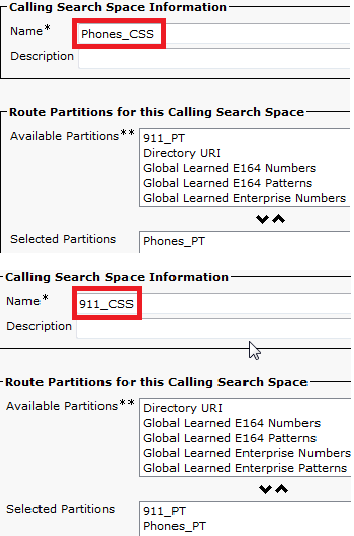 Calling Search Space Information