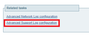 Advanced Support Log configuration