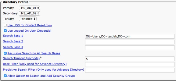 UC Service configuration - Directory