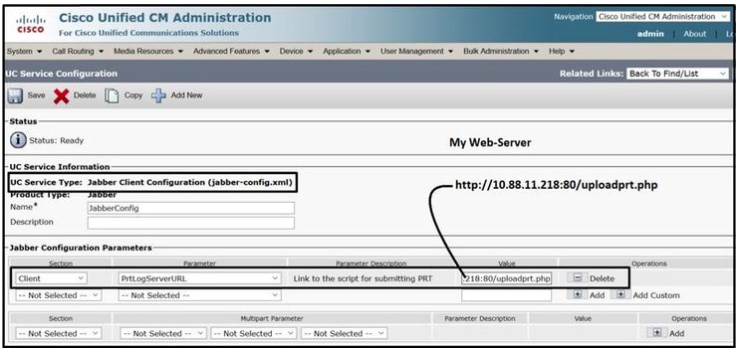 Configuring the Web Server's details in Jabber Client Configuration (jabber-config.xml) .