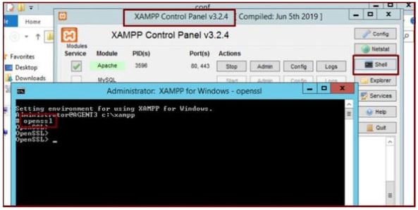 Run the command openssl via the Shell of the XAMPP Control panel.