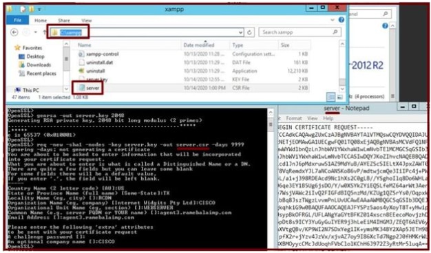 Generated Certificate Signing Request (CSR) location.