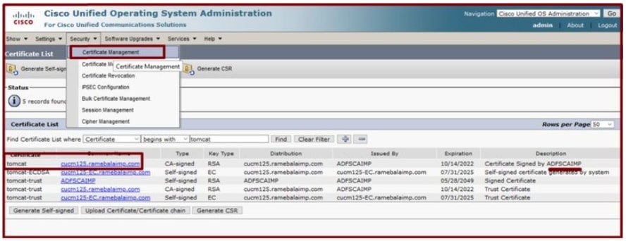 Tomcat certificate signed by the same CA server.