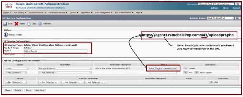 Configuring the Web Server's details in Jabber Client Configuration (jabber-config.xml) .