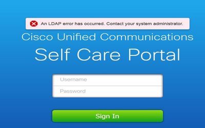 An LDAP error has occured on Self Care Portal sign in.