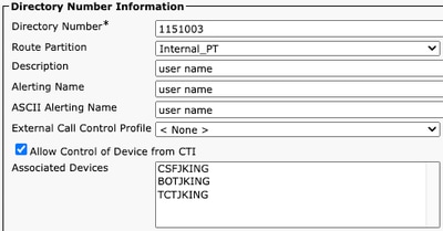 Directory Number CTI Permissions