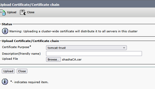 Upload CA Certificate as Tomcat Trust