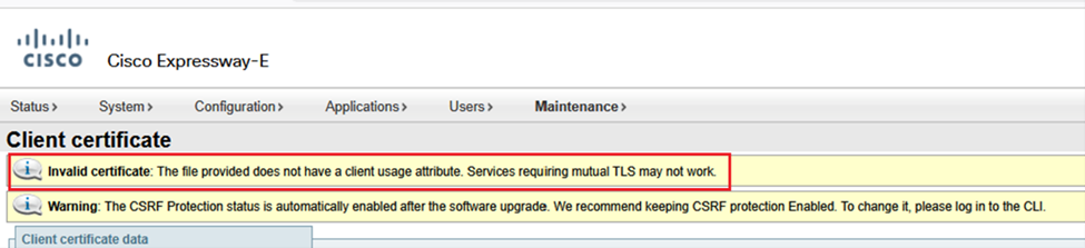 Invalid Certificate