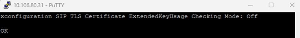 PUTTY to Checking Mode Off