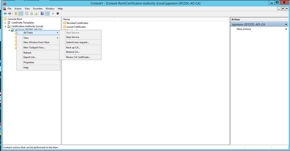 Restart Certificate Services
