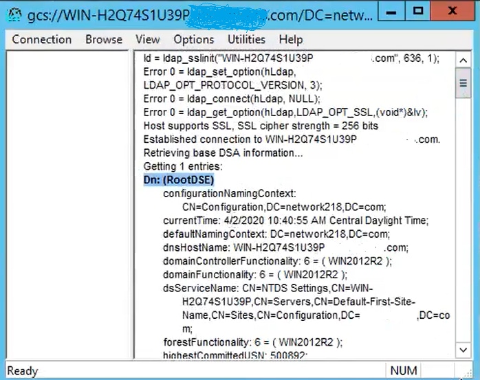 Configure CUCM for secure LDAP - RootDSE 3269