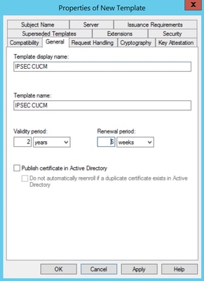 Update Certification Information for IPsec Template