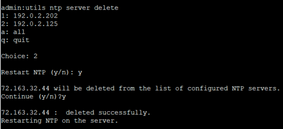 utils NTP Server Add Delete