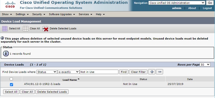 Device Load Management Screen