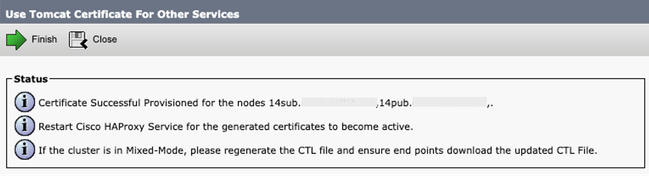 Reuse Tomcat Certificate Successful Message