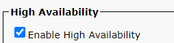 Enable High Availability Checkbox