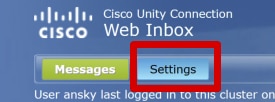 Cisco Unity Web Inbox Settings Tab