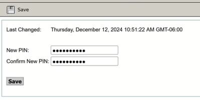 Save the New PIN on the Cisco PCA