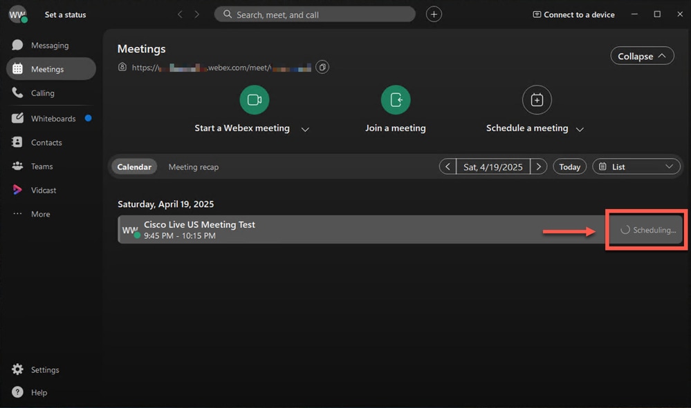 Webex app error