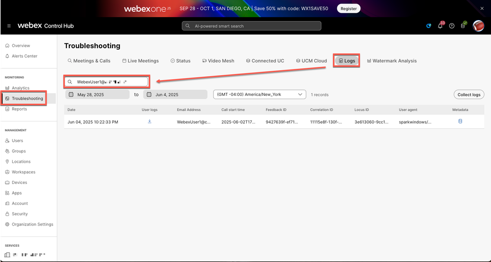 Webex logs
