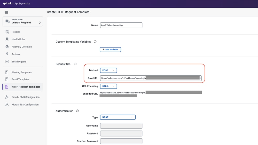 HTTP Request Action Config