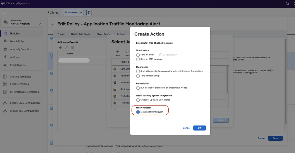 Select HTTP Action