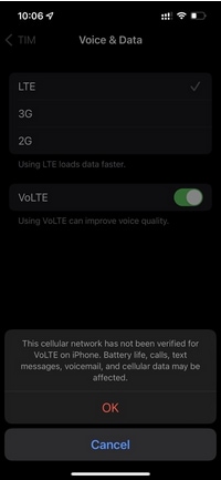 Enable VoLTE for Voice