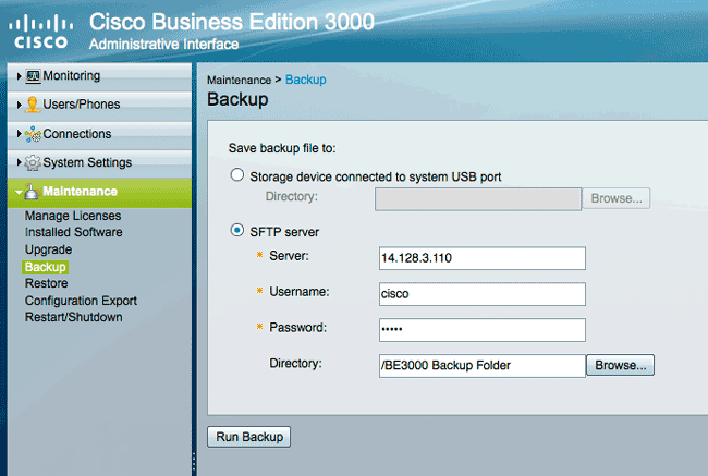 Unified Communications Manager Business Edition 3000 Backup and Restore ...