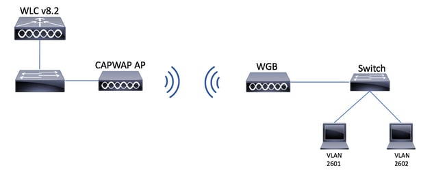 WGB with multiple VLANs network diagram