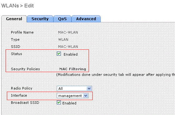 WLAN Mapped to Interface