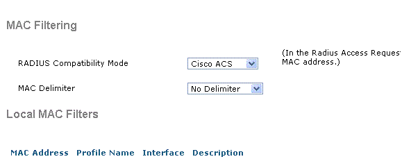 MAC Filtering Window