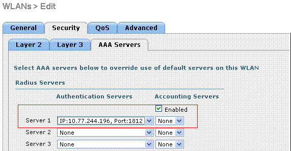 Select the RADIUS server to use for MAC Authentication.