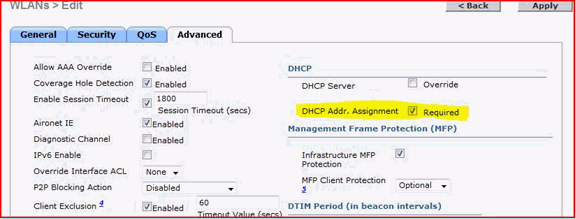 Optional - Select the Required checkbox for DHCP Address Assignment
