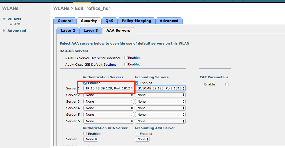 Configure AAA Servers for the WLAN