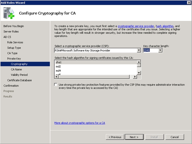 Configure Cryptography for CA