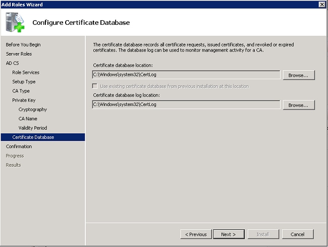 Accept the Default Certificate Database