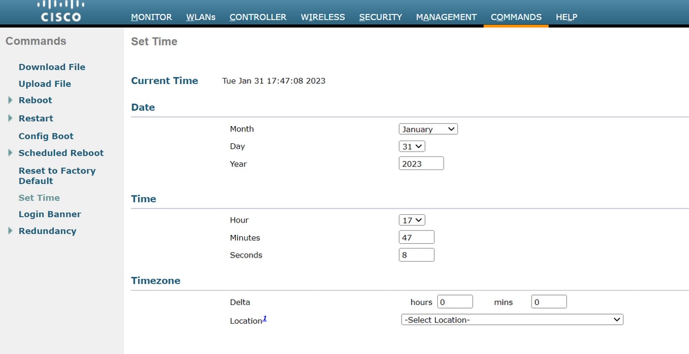 Location to Set Time Manually on the GUI